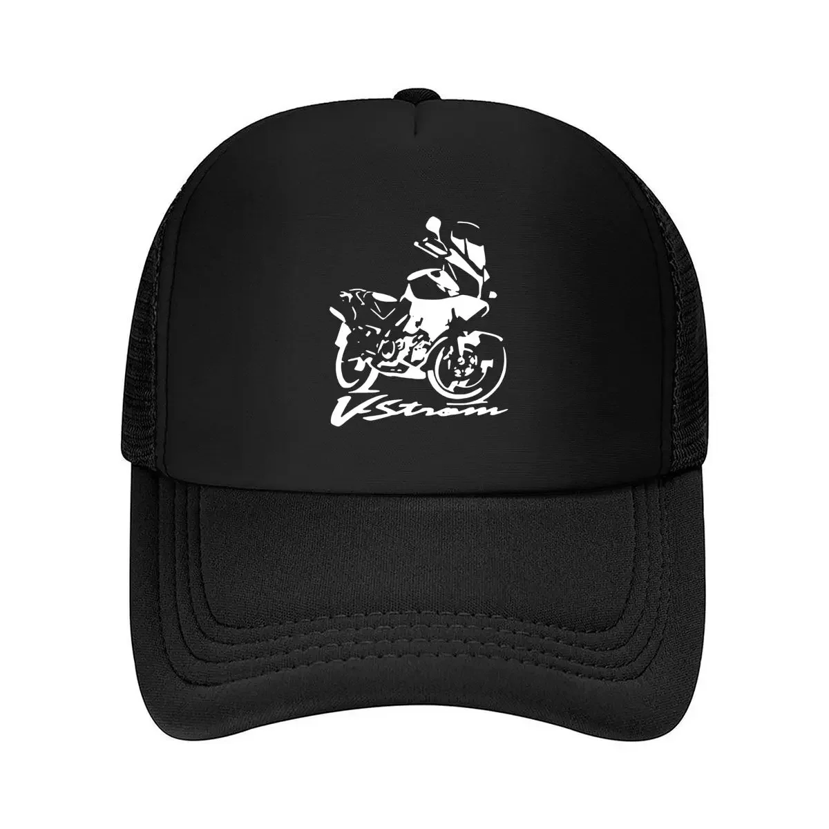 New V - Strom Motorcycle Clean white outline of a    bike, moto  enthusiast art Mesh Baseball Cap