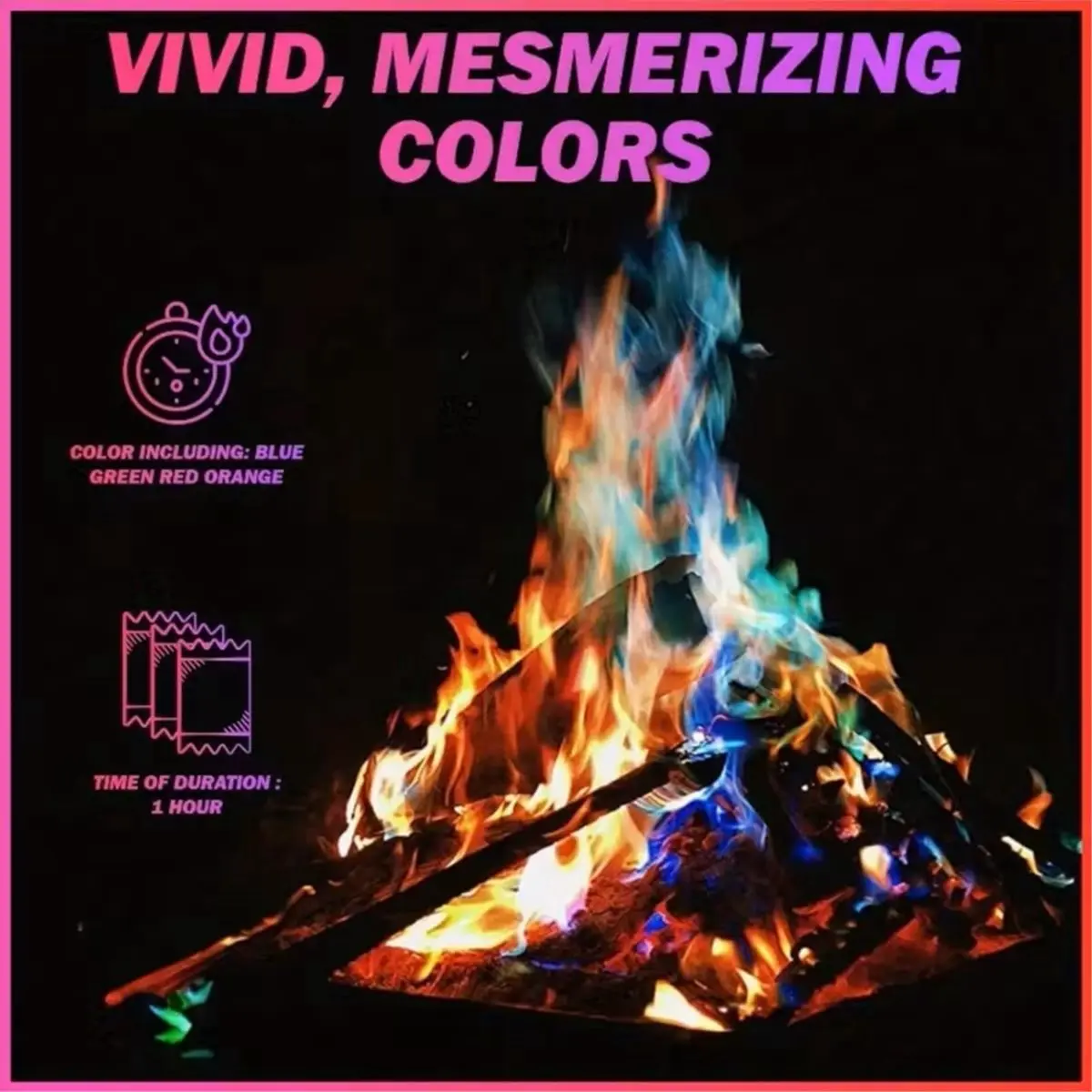 L79A 10PCS Colour Changing Fire Powder Sachets,,Campfire Color Changing Powder,Suitable for Indoor Outdoor