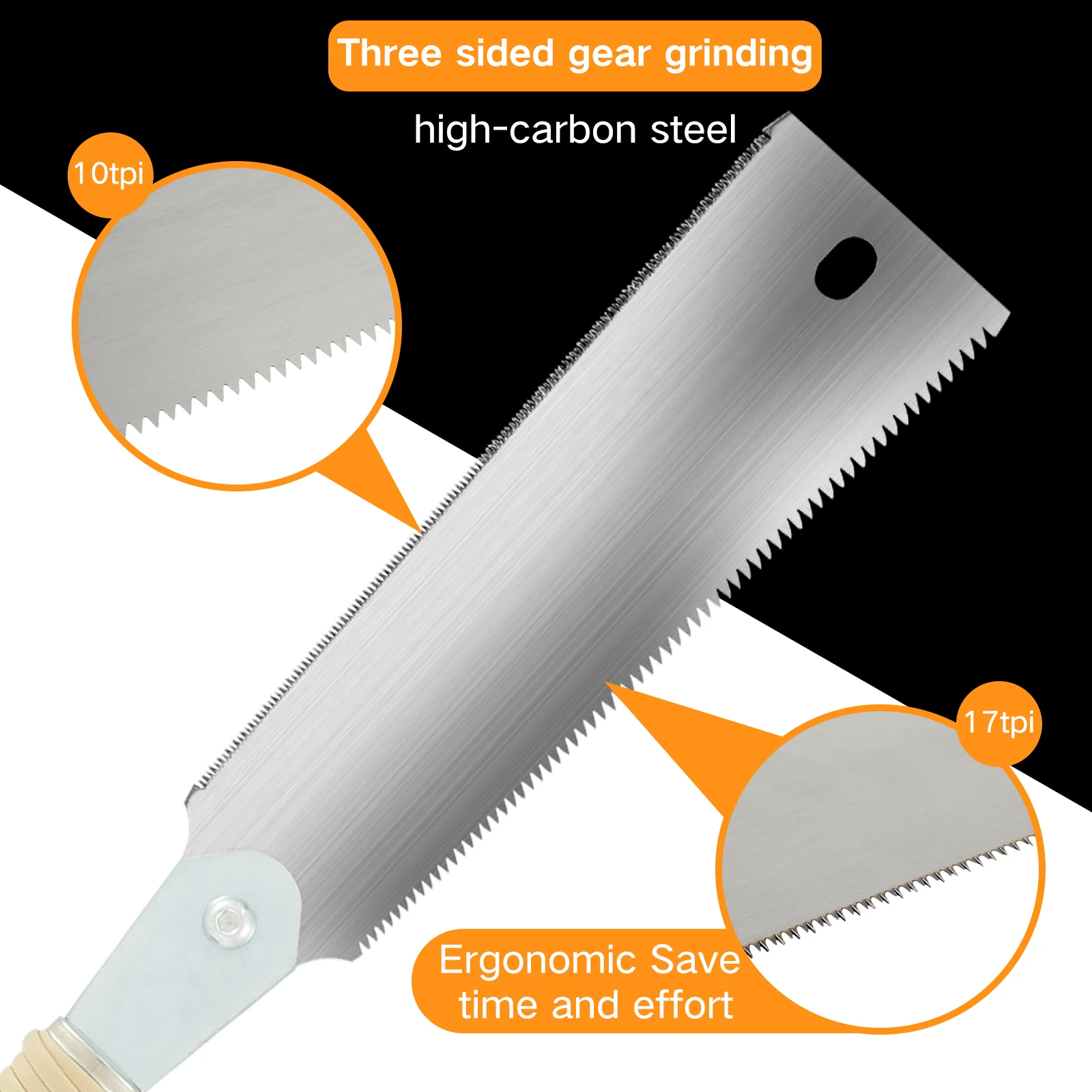 Japanese Hand Saw 9.3inch High Carbon Steel Double Edged Handsaw Incisive Handle Pull Saw 10/17 TPI Woodworking Cutting Tool
