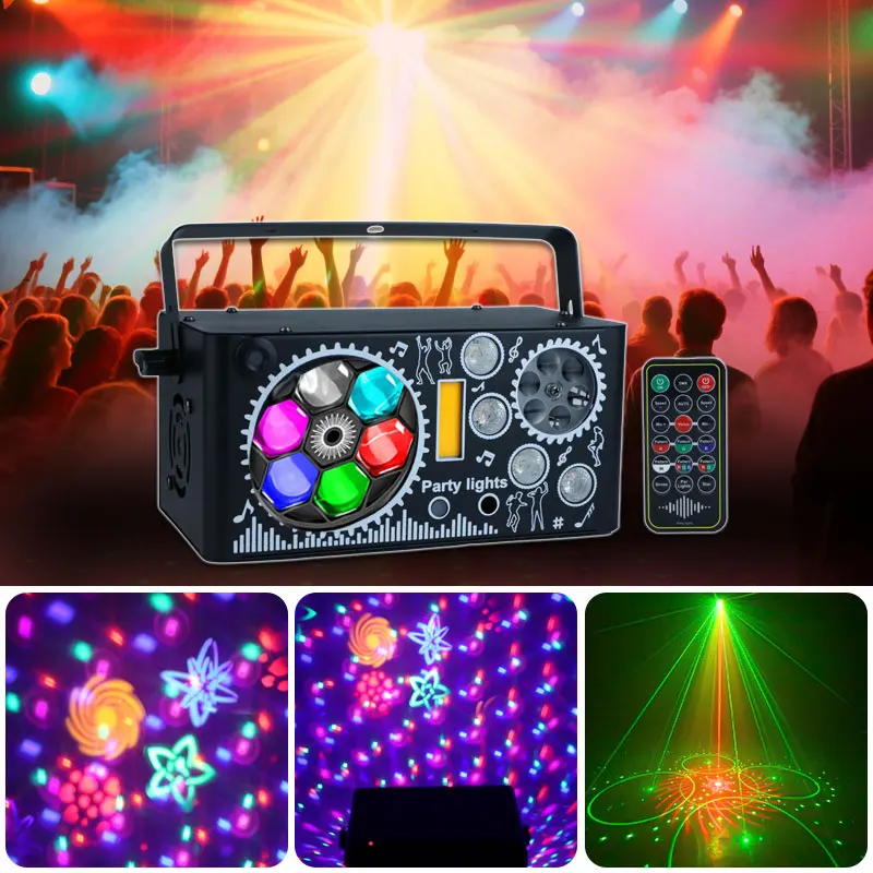 

LED Stage Party Light DJ Light DiscoRB Patterns Lighting Effects DMX Remote Control for Home Party Club Bar Music Dance Events