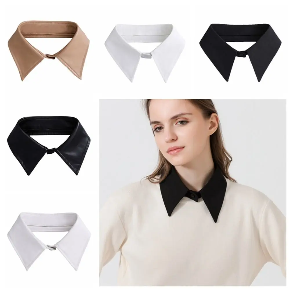 

Chiffon PU Leather Fake Collar Korean Style Square Detachable Shirt Colar Decoration Shirt Collar Clothes Decoration