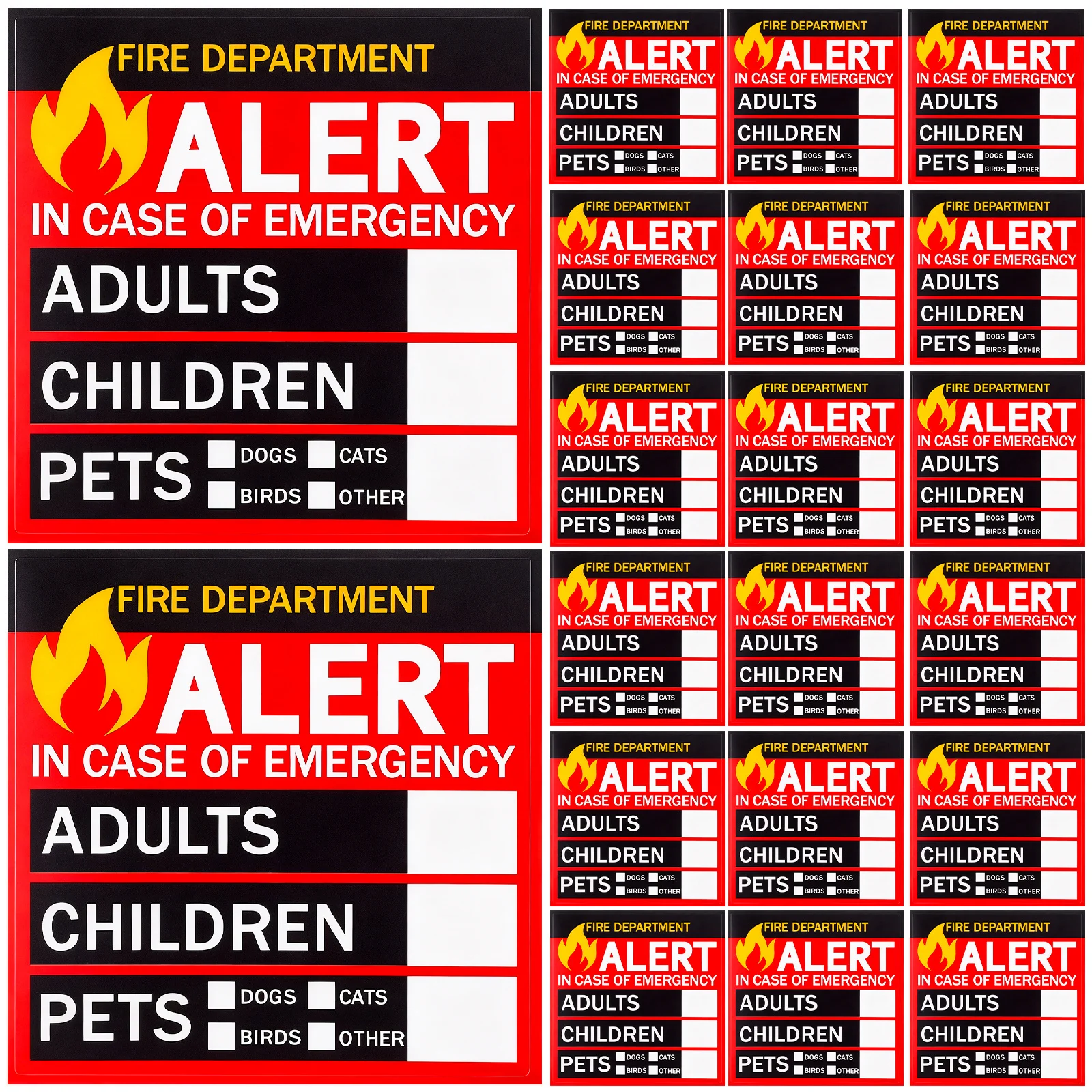 สติกเกอร์เตือนภัยสำหรับสติกเกอร์ค้นหาคนที่ต้องการความช่วยเหลือ สติกเกอร์ติดหน้าต่าง ประตู สำหรับเตือนคน หรือสัตว์เลี้ยง ว่ามีอันตราย หรือมีสิ่งของสำคัญอยู่ข้างใน