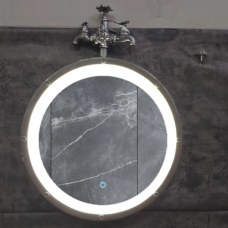 Smart mirror with touch screen round bathroom mirror led wall-mounted luminous round mirror wall-mounted with light