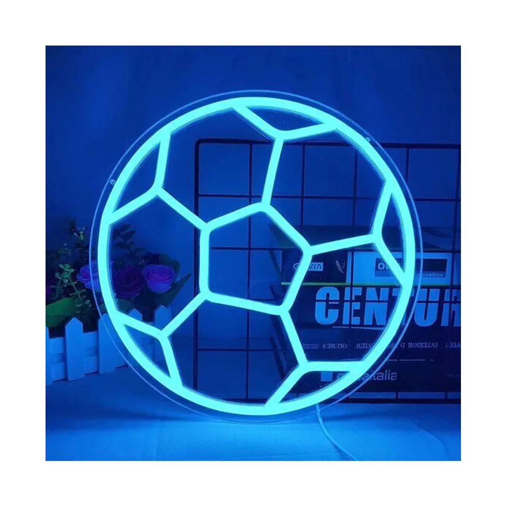 Soccer Neon Sign for Bedroom,Neon Soccer Ball Sign,Soccer Neon Light for Bedroom Birthday Party Home Club Kids Holiday Gifts