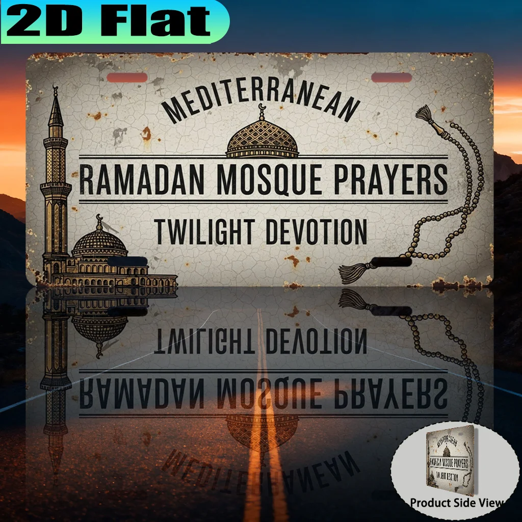 2D Flat, [2D Flat] 1pc, Mediterranean   Prayers Twilight Devotion Vintage Aluminum Sign (30.48 X 15.24cm), for Decorative Purpos