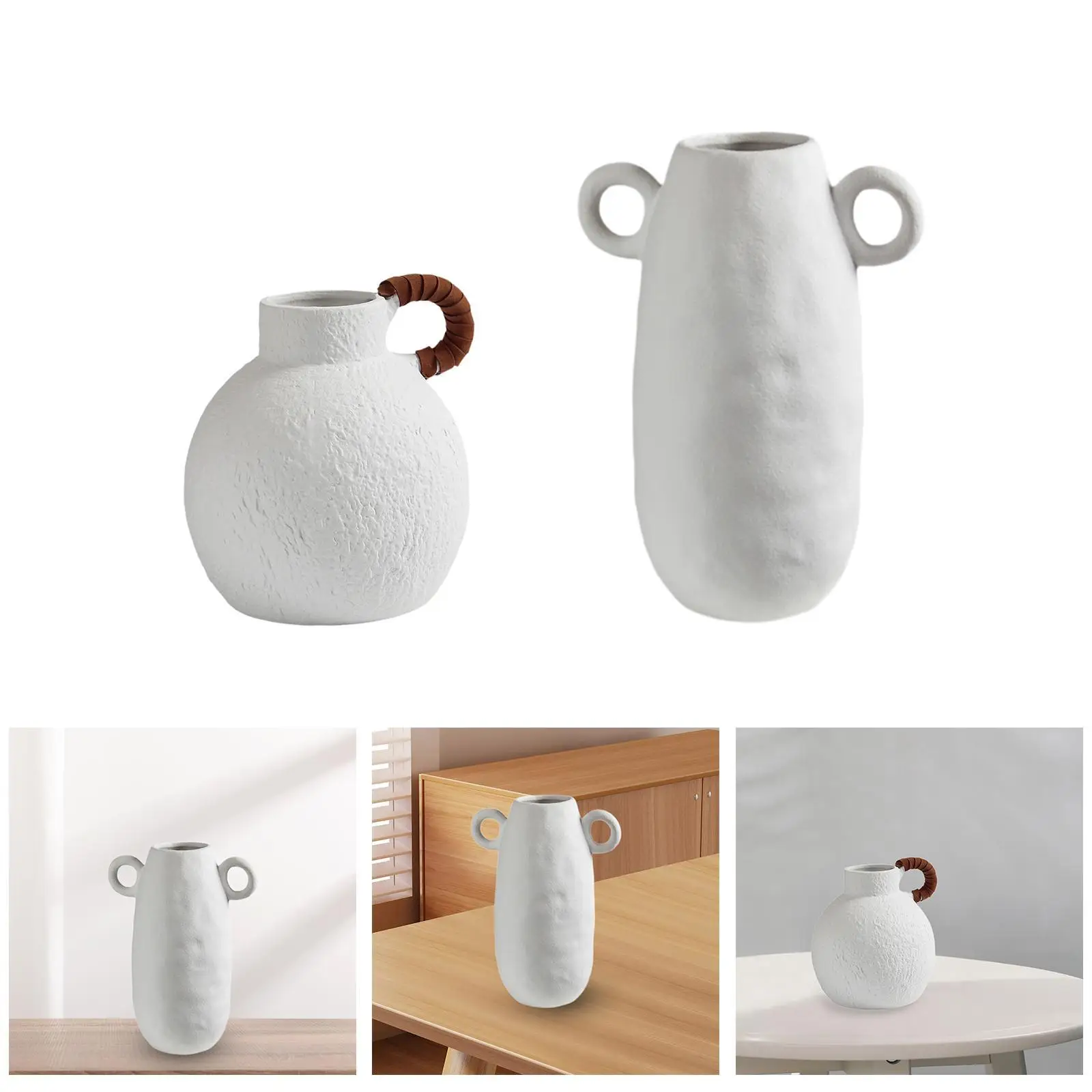 White Ceramic Vase Pot Table Ornament for Dining Table Decor Wall Shelves