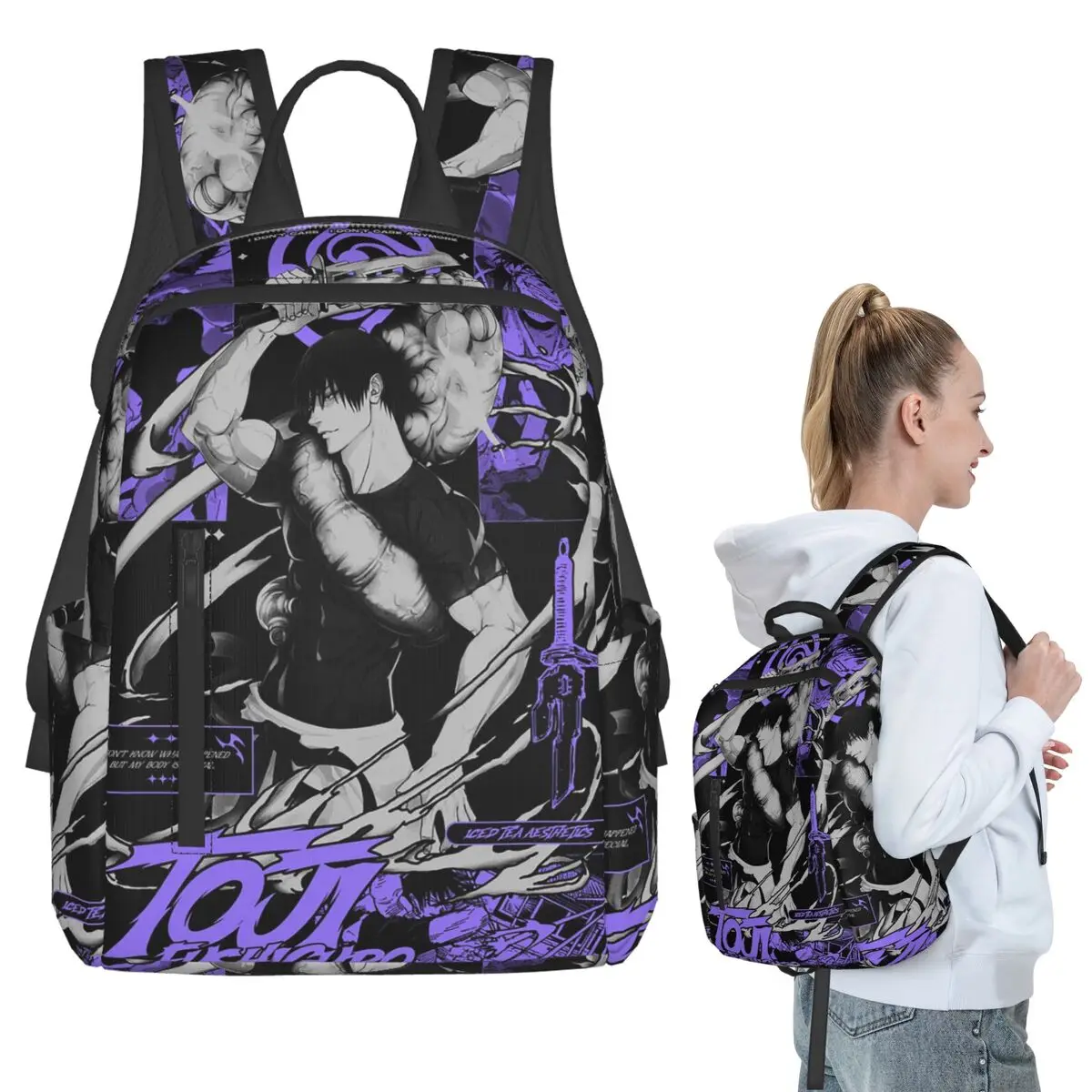 

Tokyo Revengers Toji Fushiguro Backpack Student BookBag Kids School Bag Computer Shoulder Bags Men Women