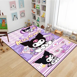 Sanrio Kuromi Anime alfombra de área grande 3D para sala de estar, dormitorio para niños, sofá, cocina, decoración para niños, Alfombra de piso antideslizante