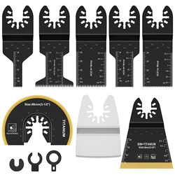 Kit de hojas de herramientas oscilantes, 8 Uds., hojas de sierra oscilantes de titanio para clavos de madera, Kits de hojas multiherramienta de plástico y Metal