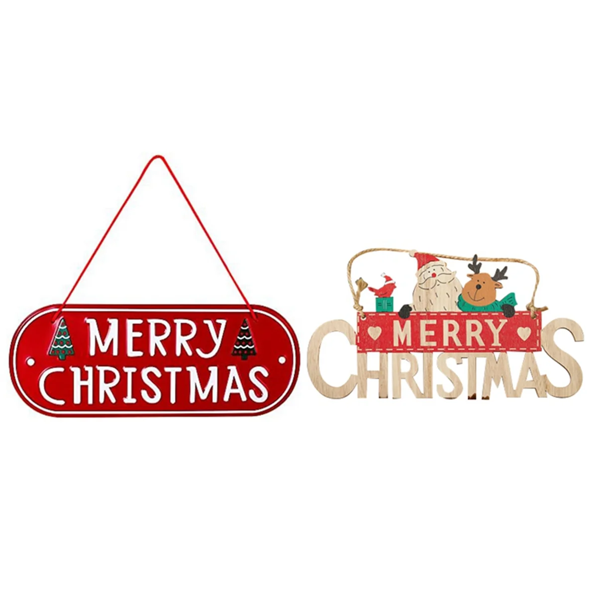 Merry Christmas Plaques Sign for Front Door Home Decor Wall Hanging Home Outdoor Wooden Christmas Hanging Sign