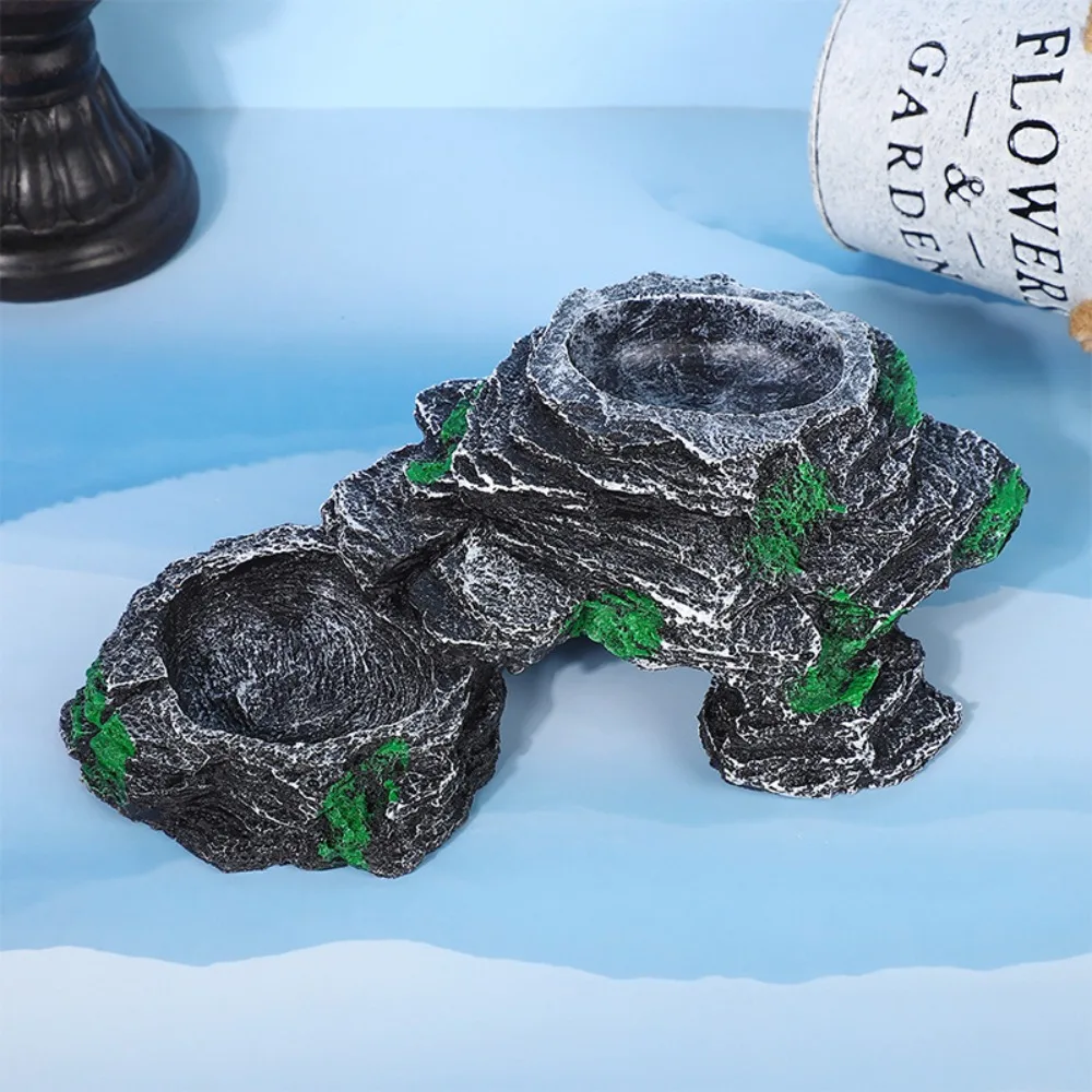 

Crafts Resin Double Feeding Basin Convenient Multifunctional Turtle Tank Landscape Delicate Pet Climbing Platform Desktop