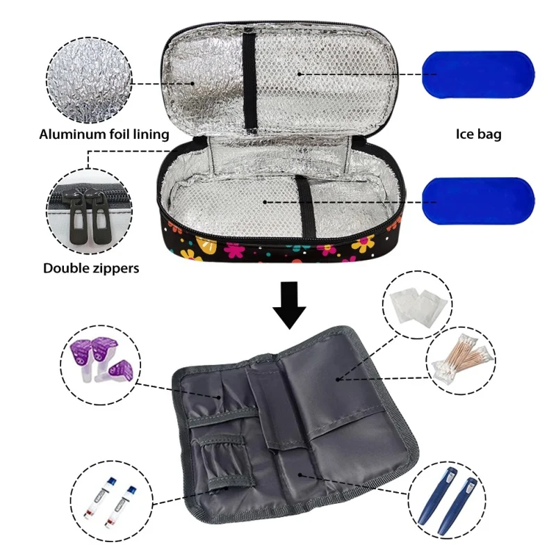 HYCOOL Hot Sale Insulin Bag Portable Medication Storage Aluminium Foil Lining Organize Bags Diabetes People Drug Box