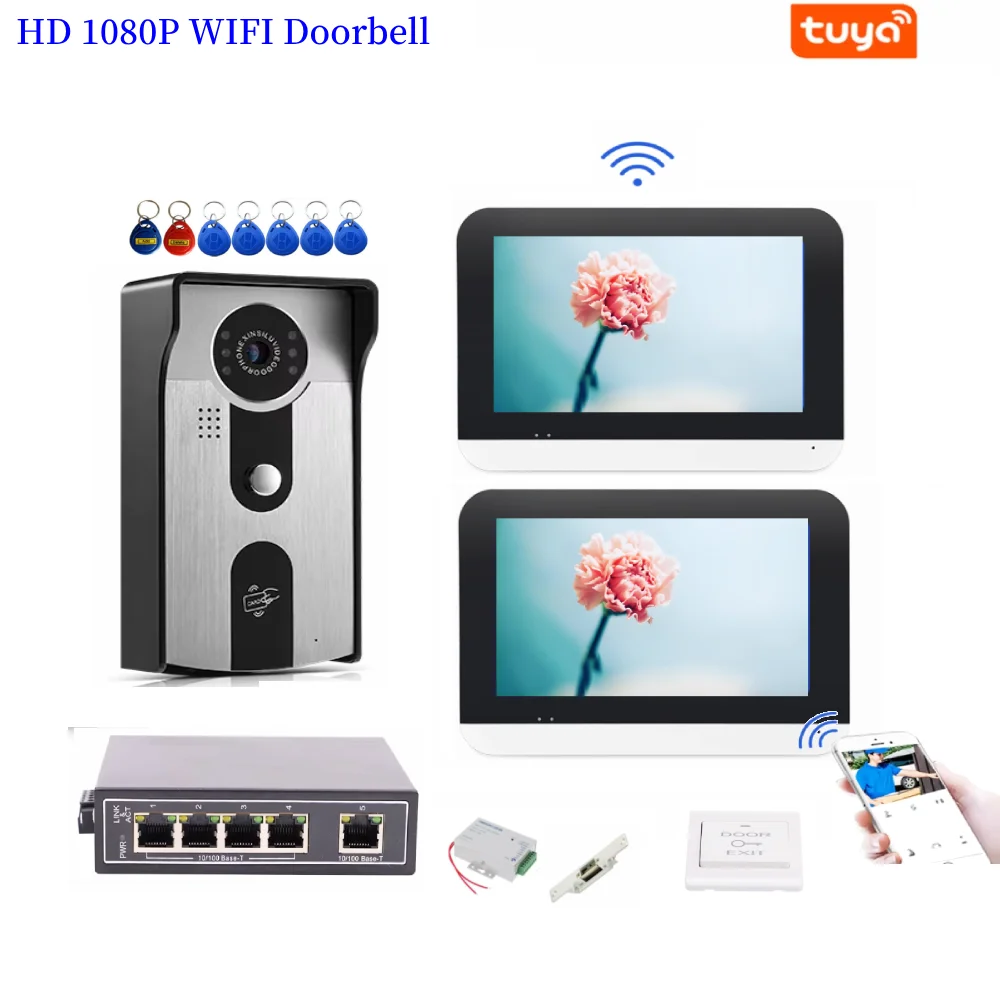 7" Tuya Video Intercom For Home 1080P Wifi Video Doorbell Camera System POE Port Touch Screen Smart Video Intercom For Apartment