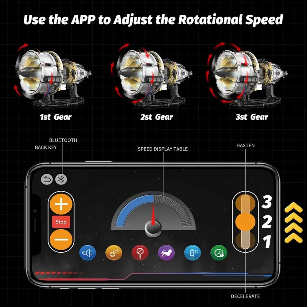 Kit de modèle de moteur à réaction contrôlé par application, ensemble de construction de 564 pièces avec moteur, adapté aux 14 ans et plus