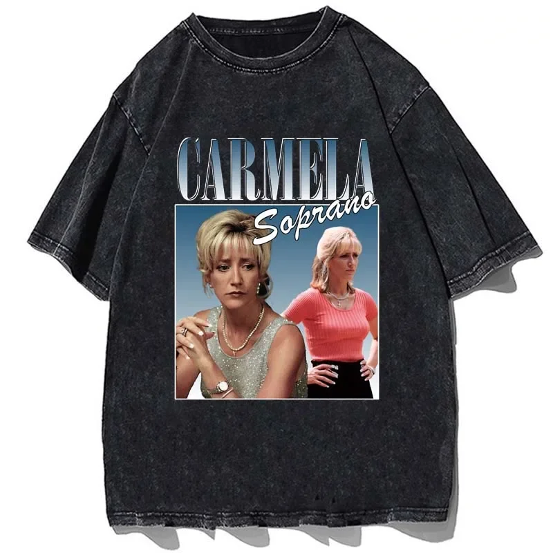 Vintage Carmela Soprano T-Shirt Wife of Mafia Homage Retro 90\'s Unisex Tshirt Cotton Summer Loose Oversize Graphic T Shirt