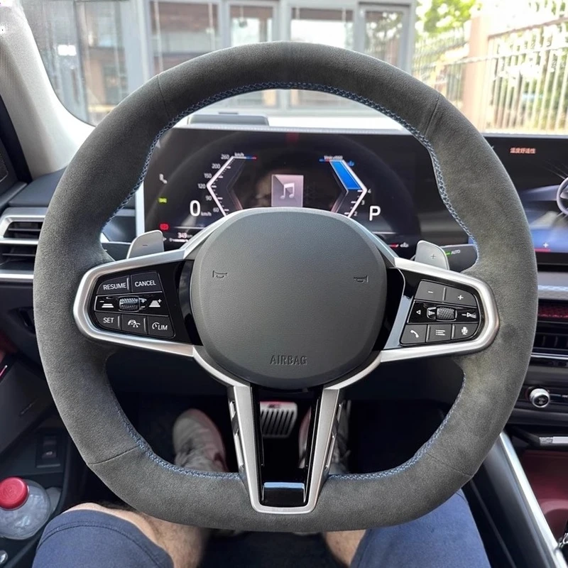 

Сшитый вручную нескользящий прочный замшевый чехол на руль из наппа для BMW 325i 330LI 5 серии 530LI 2025, автомобильные аксессуары