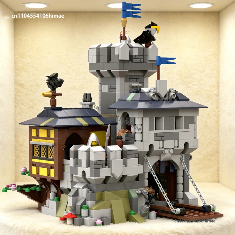 

1068Pcs MOC Medieval Castle Knights Outpost Modular Building Blocks DIY Customize House Assembly Model Bricks Creative Toy Gift