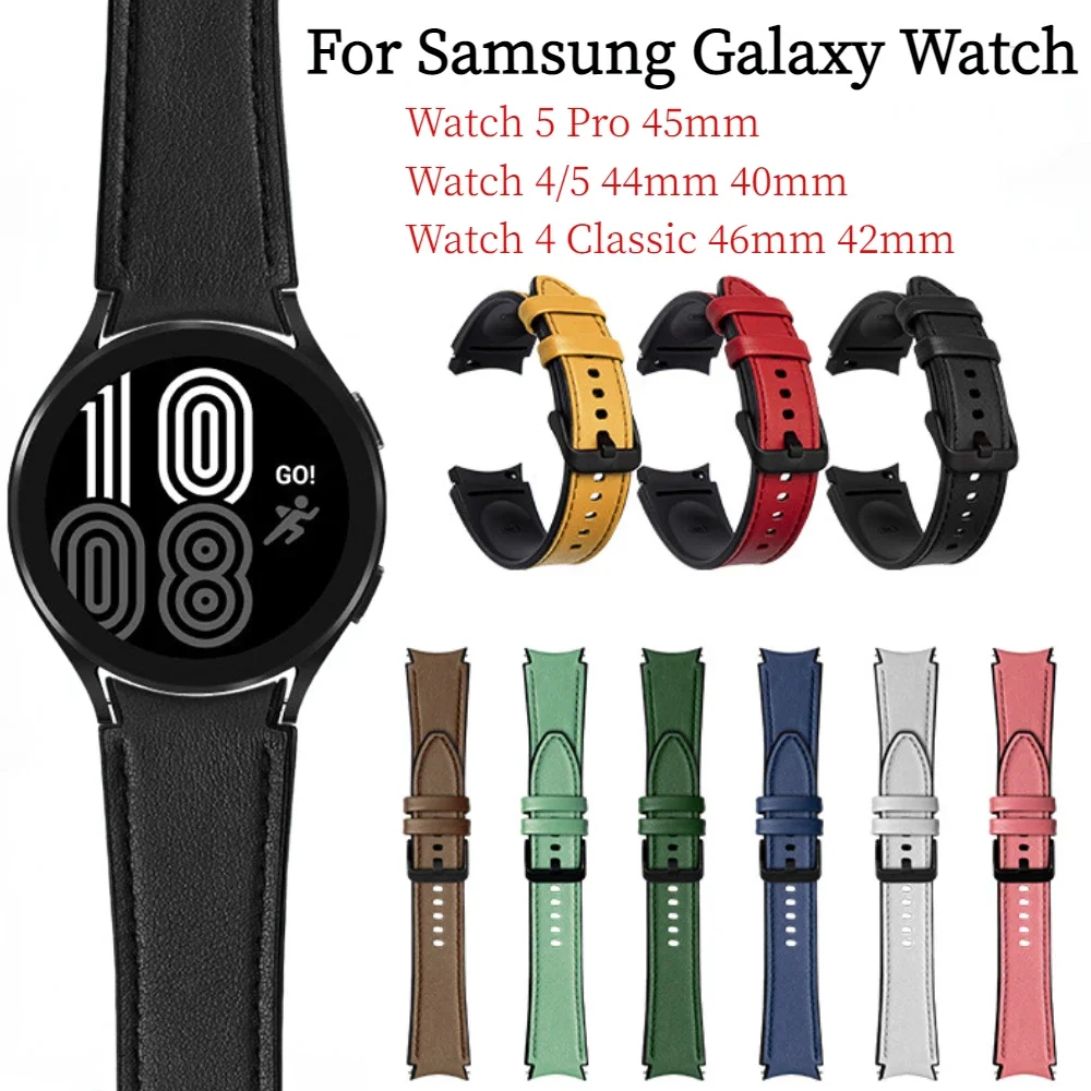 Silicone+Leather Strap For Samsung Galaxy Watch 7/5/4 44mm 40mm 5 Pro 45mm Sports Bracelet band Watch 6 Classic 43mm 47mm Correa