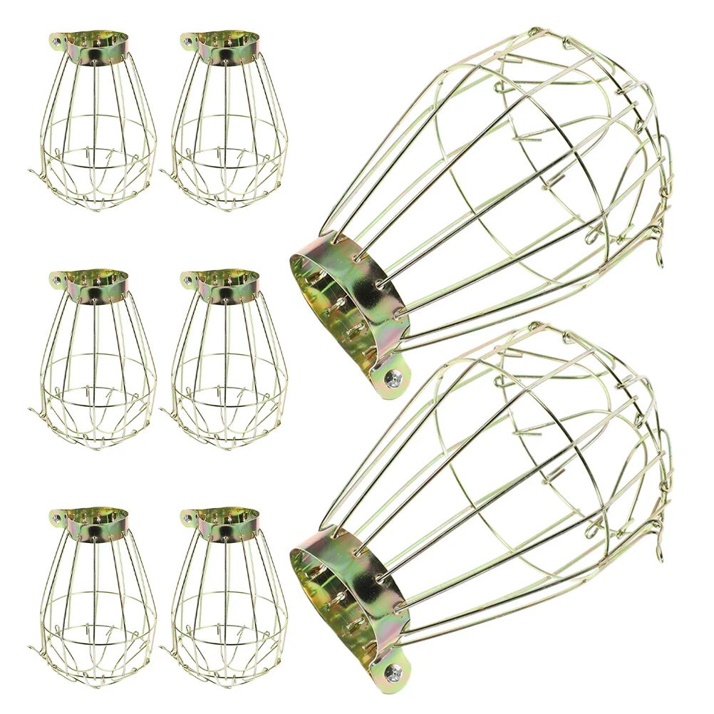 

8 Retro Bird Cage Lantern Light Bulb Guards Lamp Shades Iron Cages Fixtures Hanging Vintage Metal Covers Industrial Style