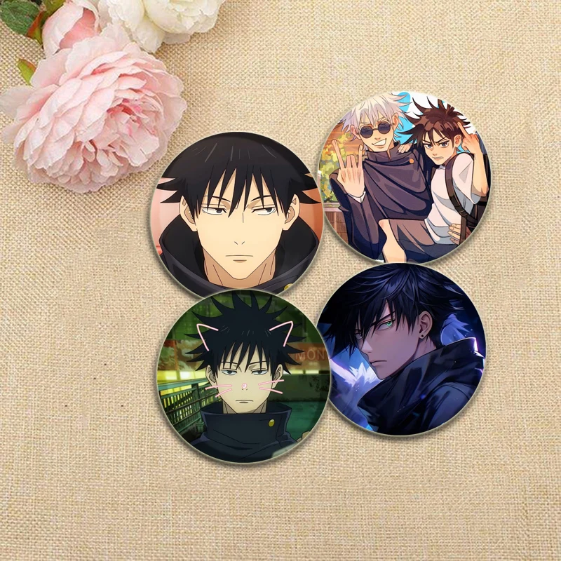 Fushiguro Megumi Tinplate Pins Round Cartoon Brooches for Backpack Cothes Accessories Anime Collection Badge Hat Decoration