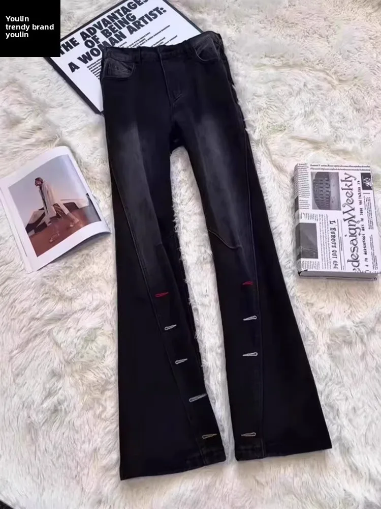 

Джинсы Cleanfit Embroidered Knife Slim Fit с прямыми штанинами в американском стиле, молодежная повседневная одежда в стиле High Street Spring Vibe