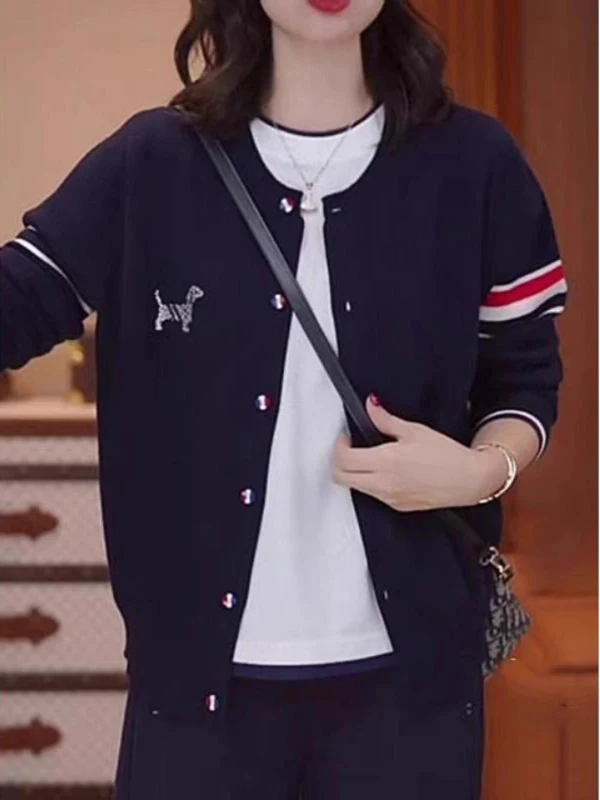 Loose Knitted Open Cardigan Sweater Women's Spring Autumn Korean Style plus Size Slimming Lazy Style Stand up Top
