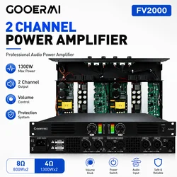 GOOERMI FV2000 2 Channel 2000W Audio Digital Power Amplifier Professional With Volume Knob Power Switch Audio Input For Stage