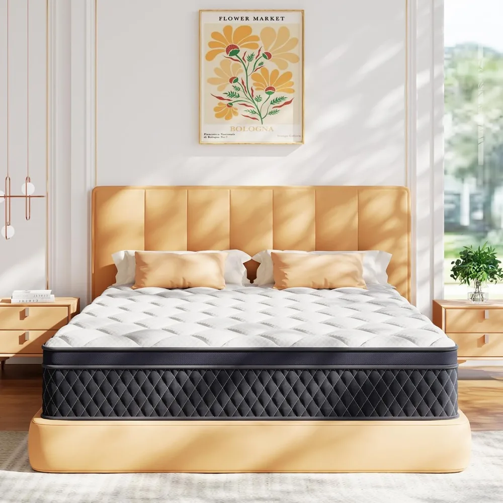 Mattress in a Box, Memory Foam Hybrid Mattress with Individually Pocketed Springs for Isolate Motion, Pressure Relief