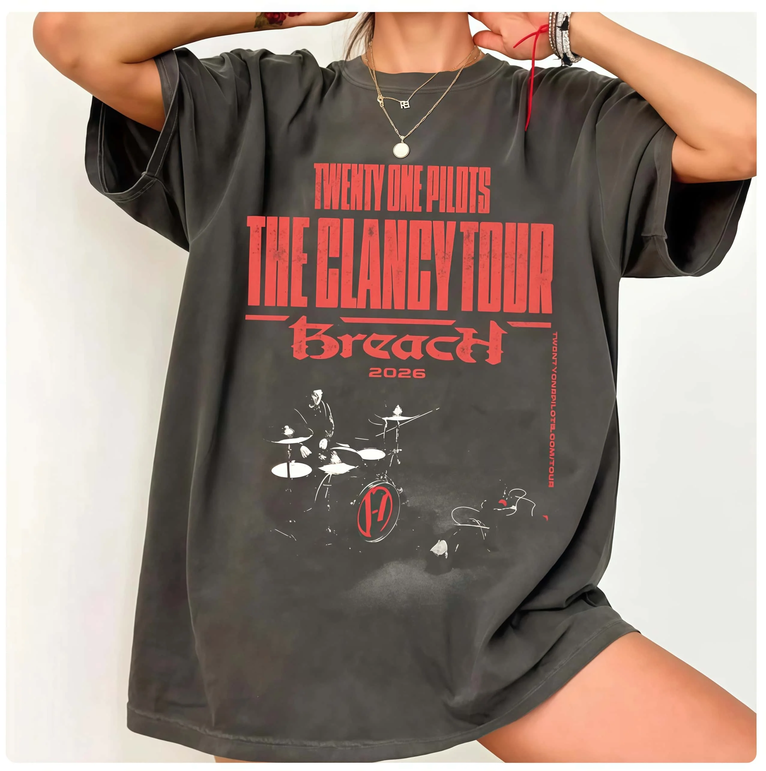 Twenty One Pilots T-Shirt Breach Tour 2026 Unisex Graphic T-Shirt 2026 Summer New Men Women Cotton T-shirt Street Wear Y2K - view 4