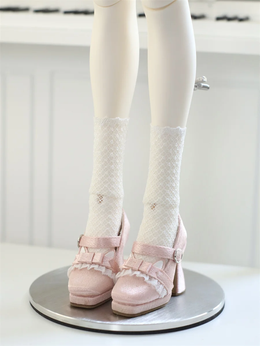 BJD Doll Shoes Toys GL/DFH 1/4 Girls High Heels Square Toe Pink White Black Soft Silk Elegant Glossy Leather Doll Accessories