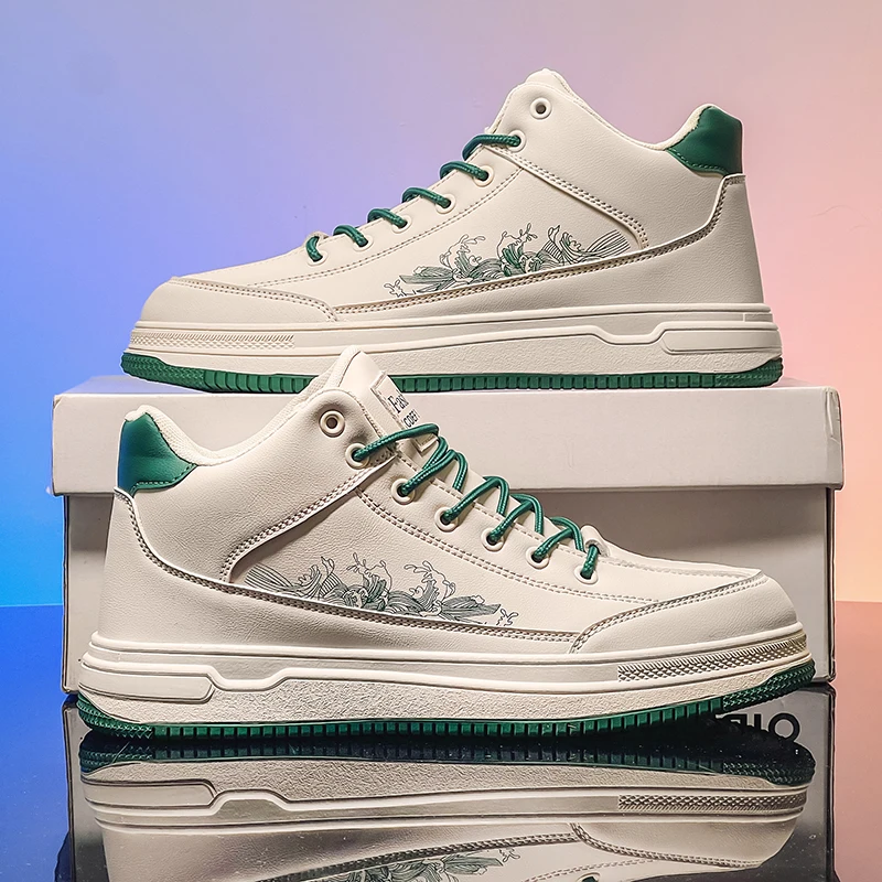 男性スニーカー ハイトップ ローファー スケートボード スポーツおよびレジャーシューズ 男性用 メンズスニーカー 滑り止め 柔らかく快適 新品