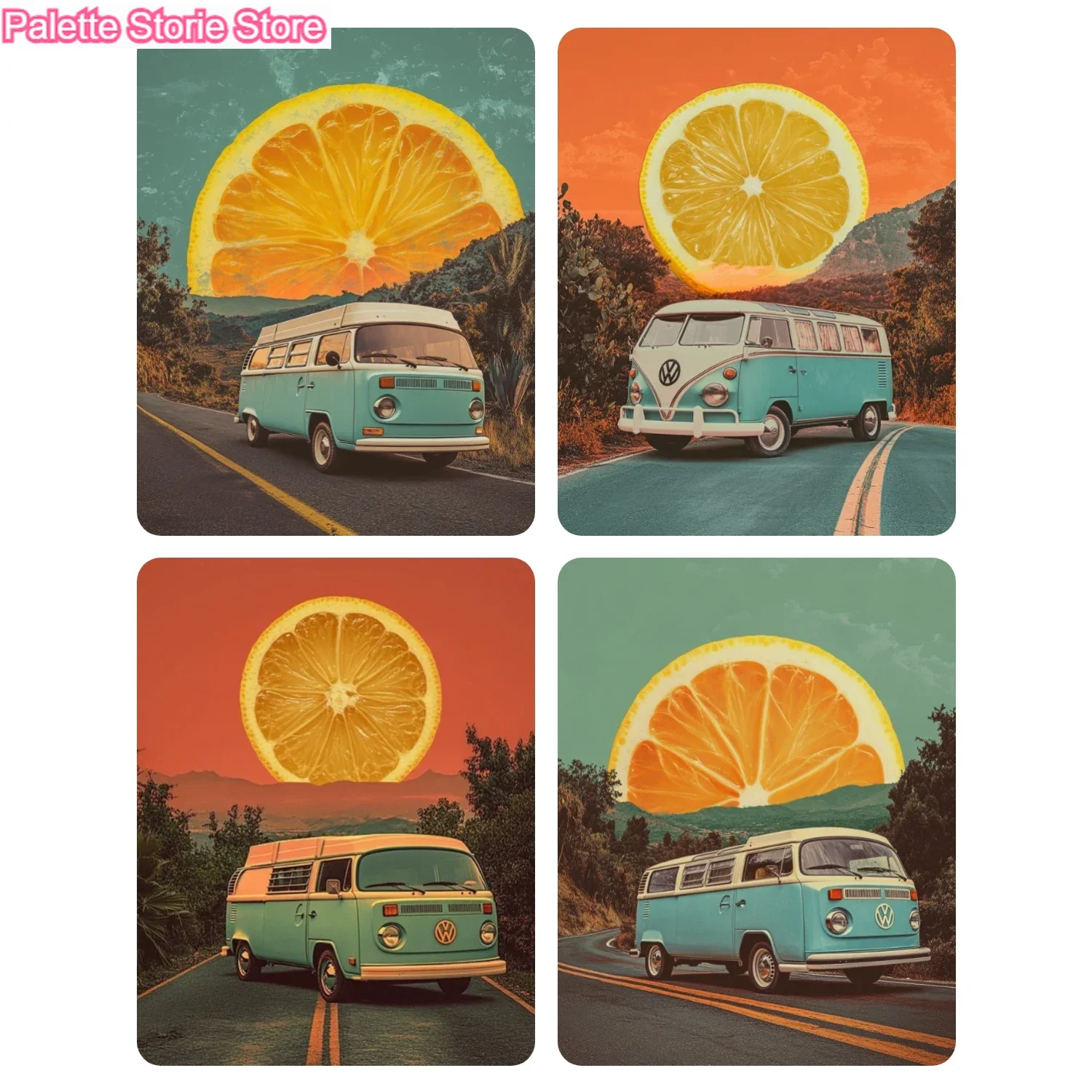 (sin marco) pintura a mano limón puesta de sol al final de la carretera pintura por números Kit DIY obra de arte Canva arte decoración del hogar regalo