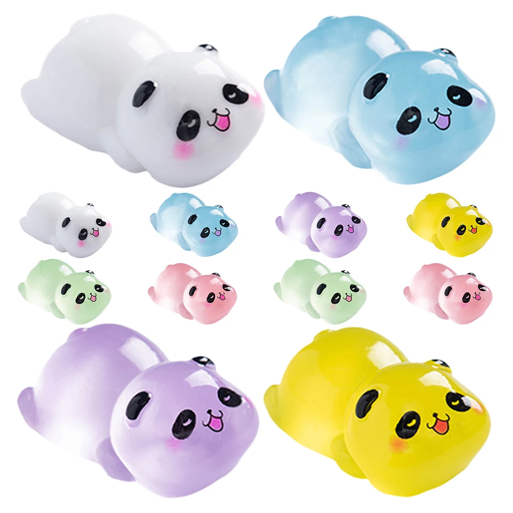 

12 pcs Resin Panda Figurines Mini Animal Statues Garden Decor Glow in Dark Landscape Ornaments Desk Bookshelf Moss Model