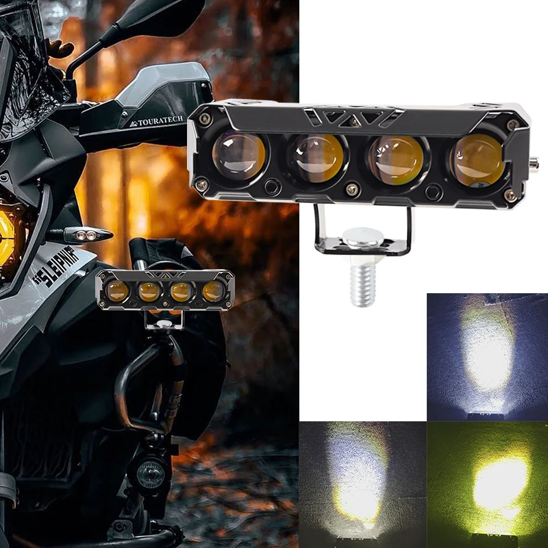 

V4 Dual Color Lights Motorcycle Spotlights Led Headlights High Low Beam Waterproof Fog Lamps for Motorcycle Car Trucks SUV UTV