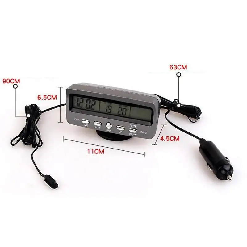 3 IN 1 New Mini Car Digital Clock Thermometer Voltmeter LCD Display Digital Timer Voltmeter Interior Electronic Accessory