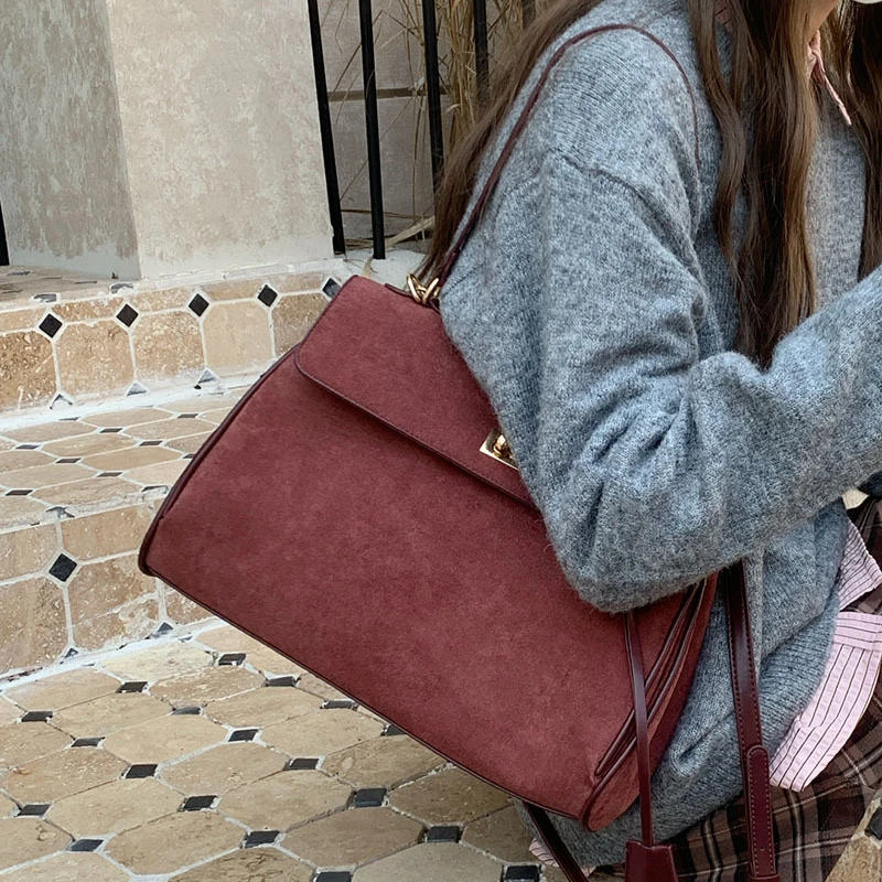 Bolsa feminina de camurça falsa, grande capacidade, inverno, viajante, ombro, mensageiro, grande, totes, viagem, axila