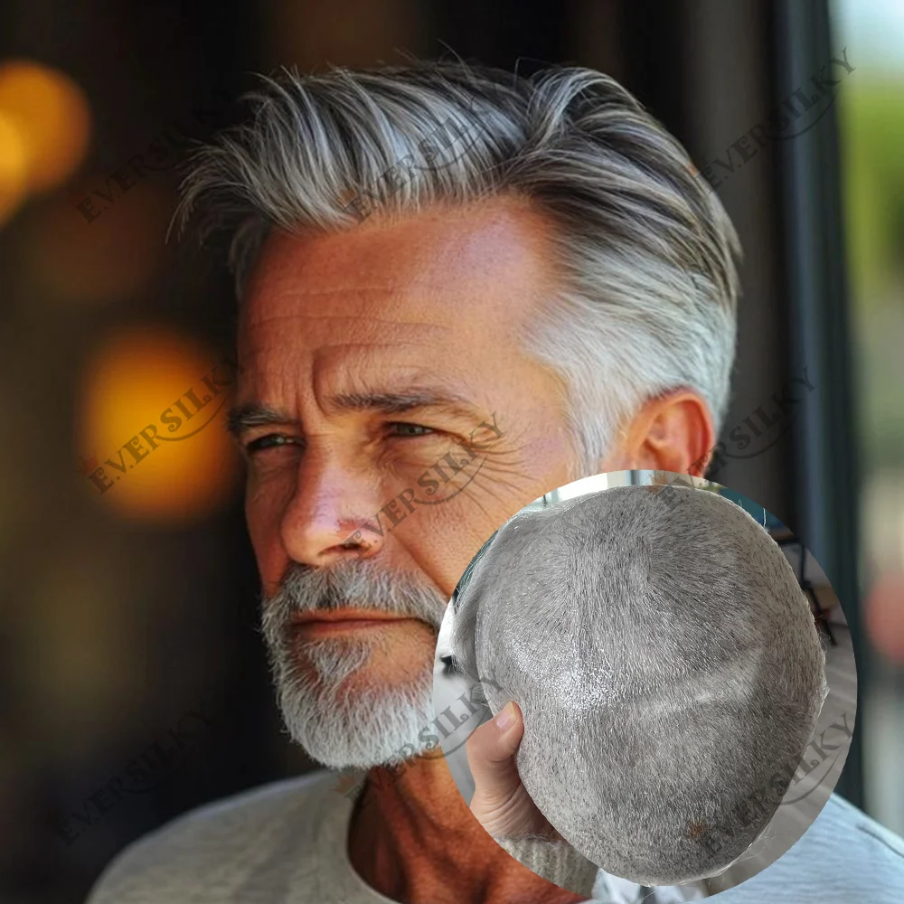 

Super Thin Skin Men's Toupee Natural Hairline 90% Density 0.02-0.03mm 420# 380# Invisible Grey Blonde Brown Human Hair Male Wigs