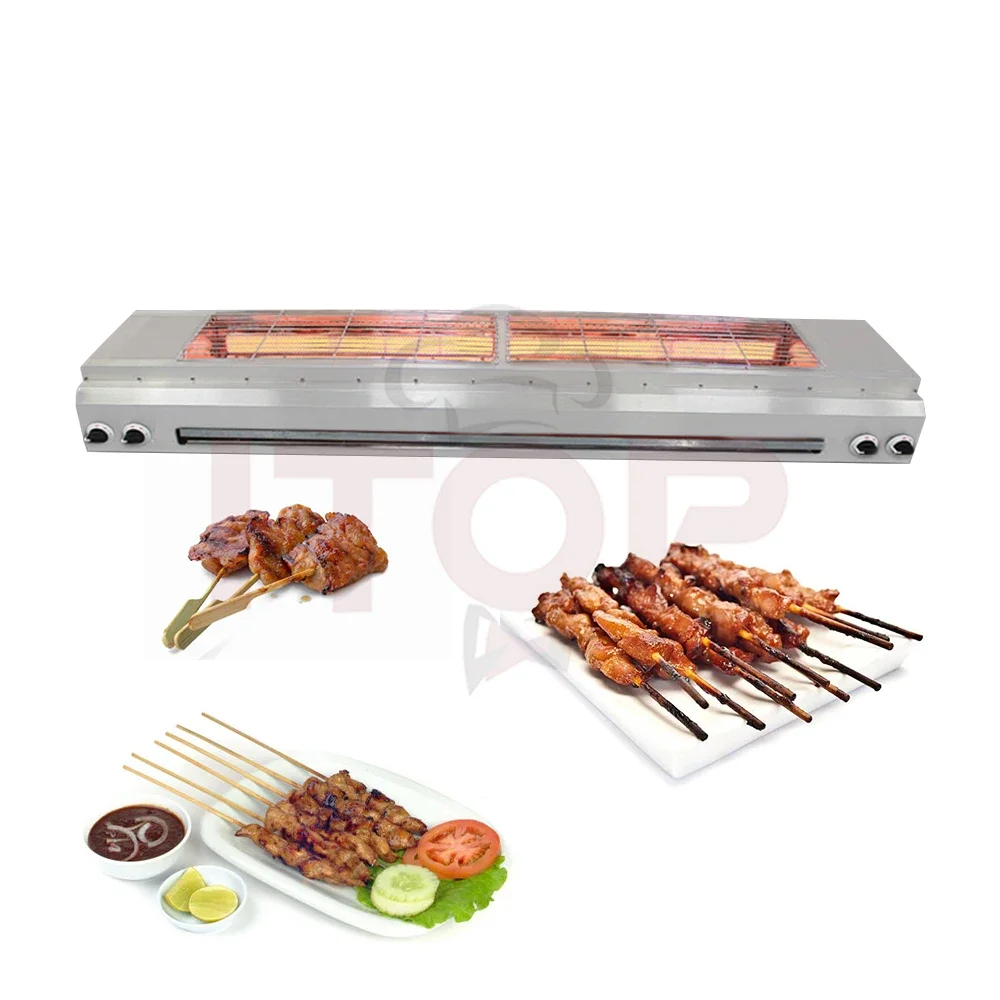 ITOP Commercial Chicken BBQ Flat Top Barbecue Grills Manufacture Electric Seafood Meat Skewer Bbq Grill For Garden Party