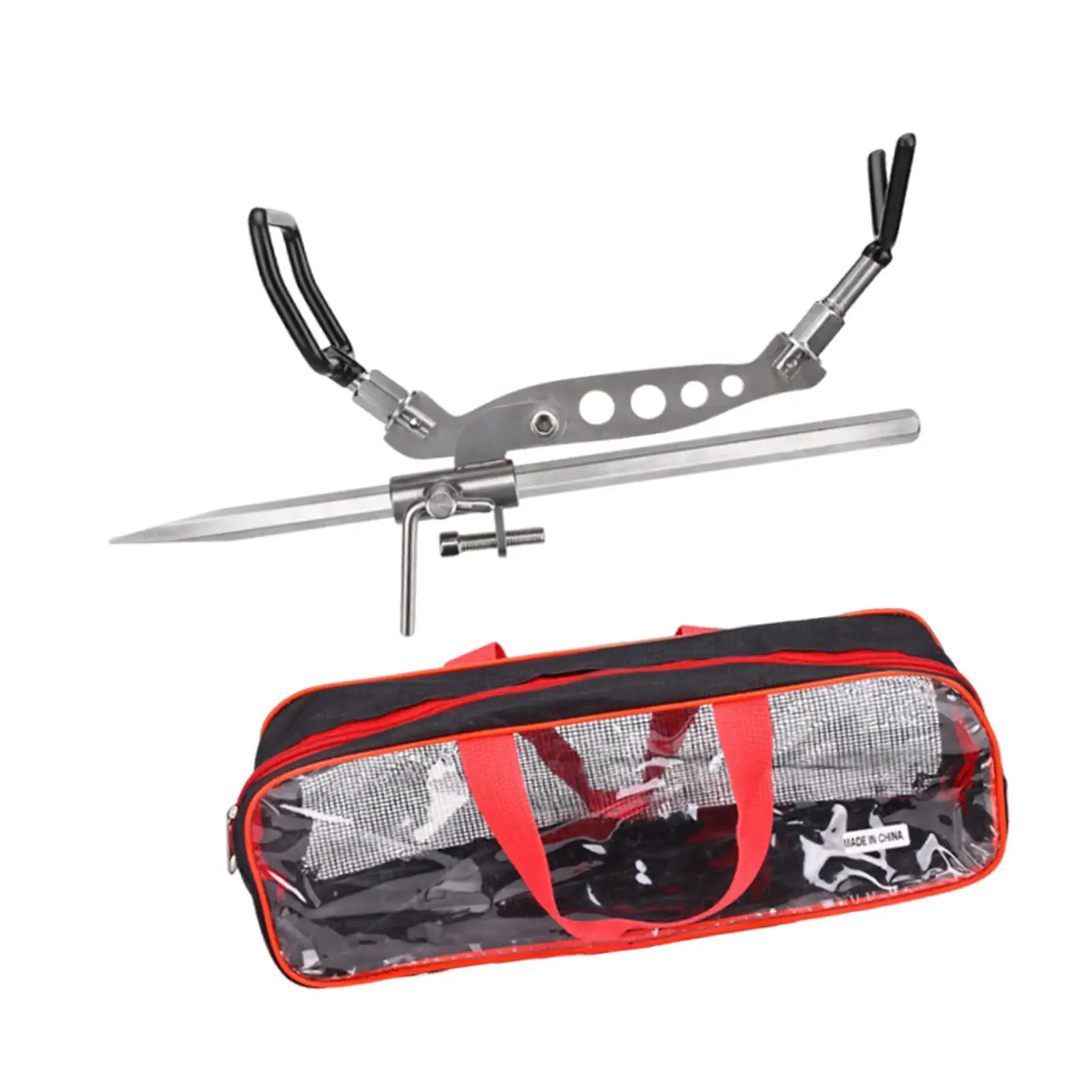 

Fishing Rod Rack for Ground Thicked Fishing Tool Protective Sleeve Anti Slip Folding Rustproof Adjustable Compact with Carry Bag