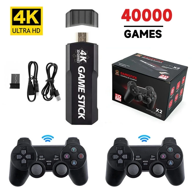 128G 40000 Games Retro Game Console 4K HD Video Game Console 2.4G Double Wireless Controller Game Stick For PSP PS1 GBA