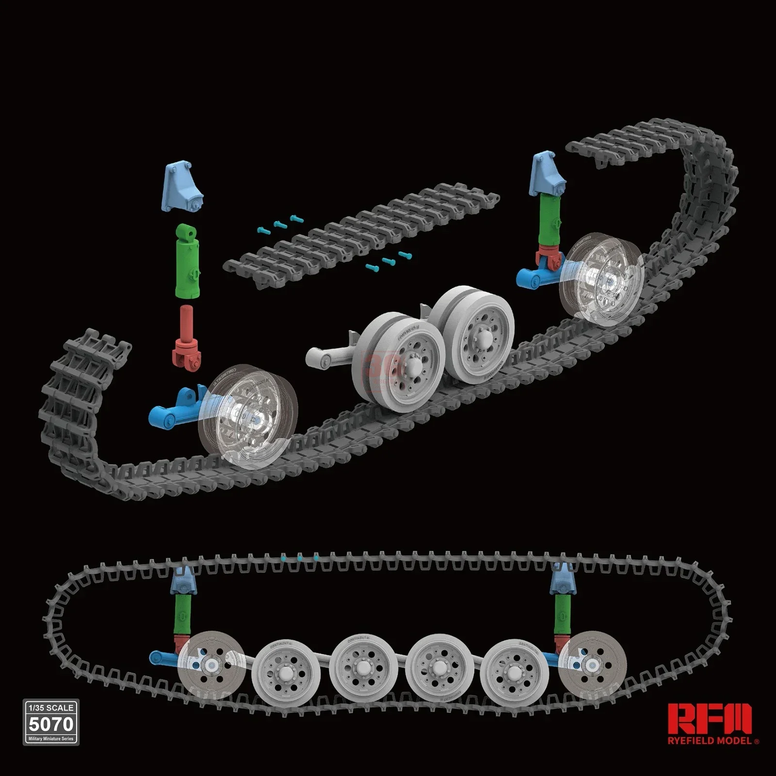 Ryefield Montagem Tanque Modelo Kit, Movable Track, Suspensão Móvel, RFM 1:35, RM-5070, No 3 J