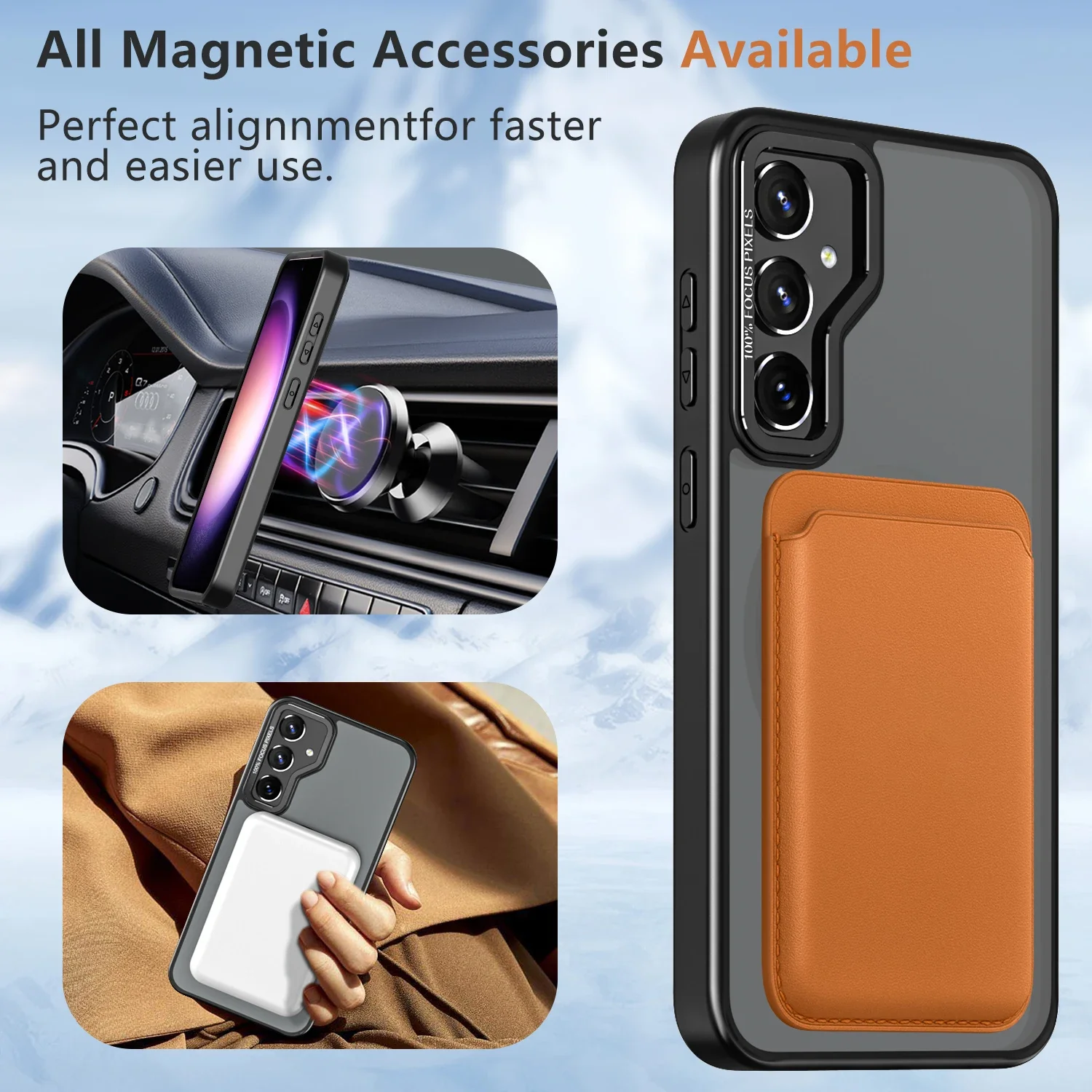 Magsafe Case For Samsung Galaxy S24 S23 S22 Ultra Plus S23 FE S24+ S23+ S22+ Car Magnetic Ring Holder Silicone Hard Phone Cover