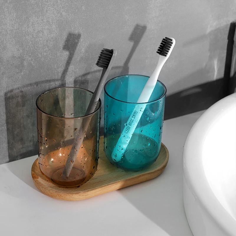 Nordic Style Plastic Mouthwash Cup Solid Colour Toothbrush Holder_voghion.com