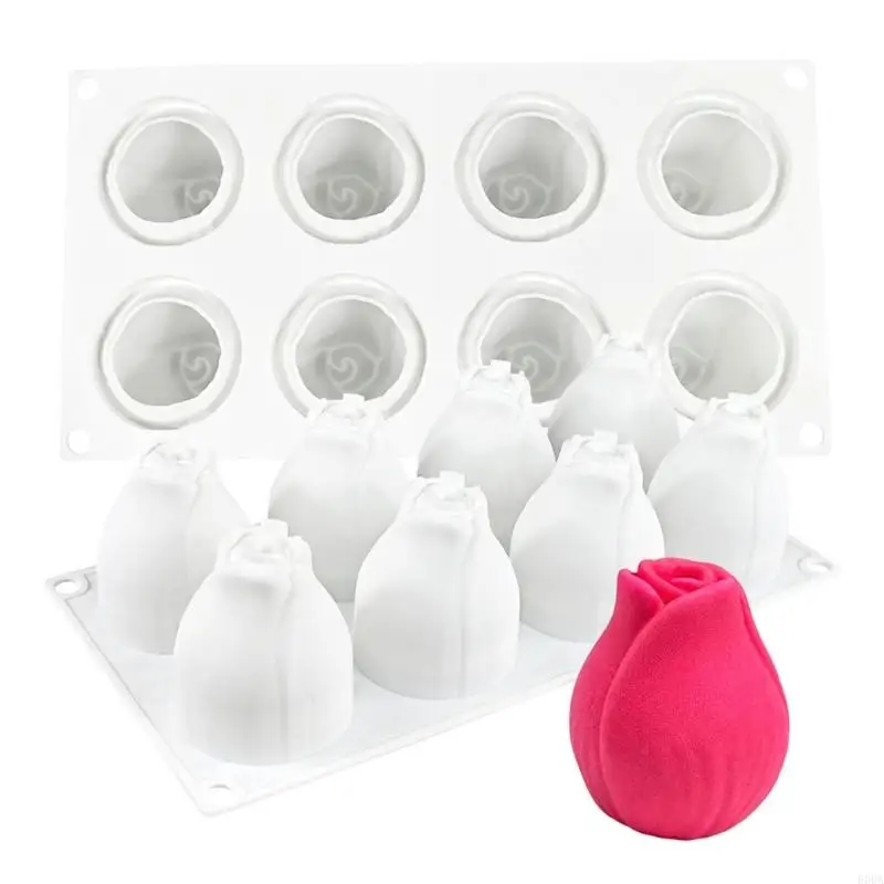 8 moldes silicona rosas, equipo para hornear en casa, herramienta moldeo para Chocolate y varias recetas dulces, fácil