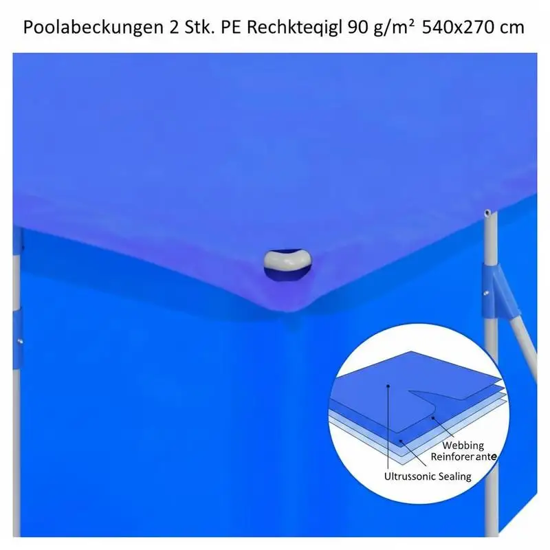Image 7: Ensemble de couvertures pour piscines rectangulaires hors sol – Polyéthylène robuste avec ourlet renforcé et surface hydrofuge