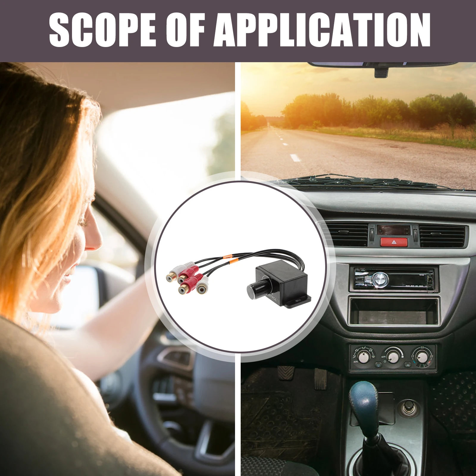 

Universal 27cm Audio Volume Control Cable Car Stereo Bass Knob Amplifier RCA Output Connector Remote Level Control