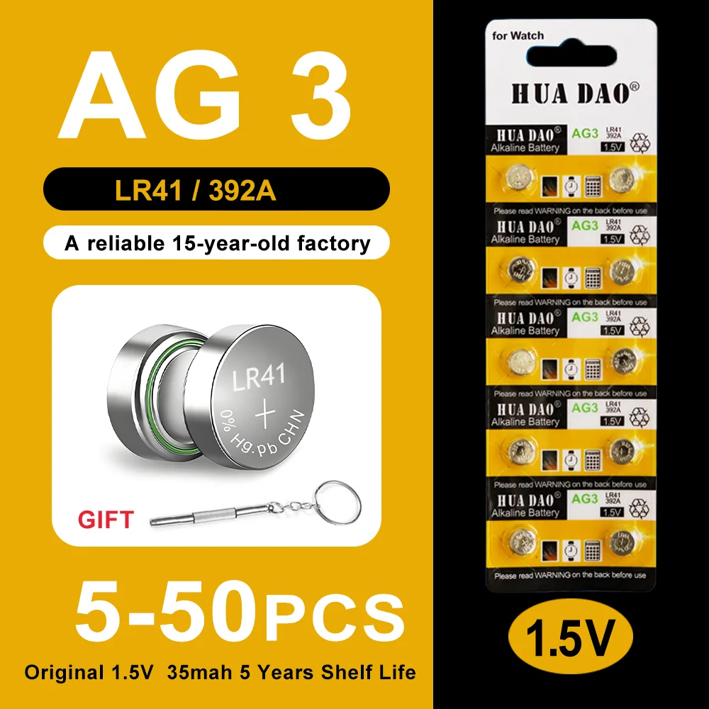 5-50pcs 1.5V AG3 Button Batteries SR41 L736 SR41SW LR41 Lithium Button Cell Smart Watch Battery Cell For Toy Watch Accessories
