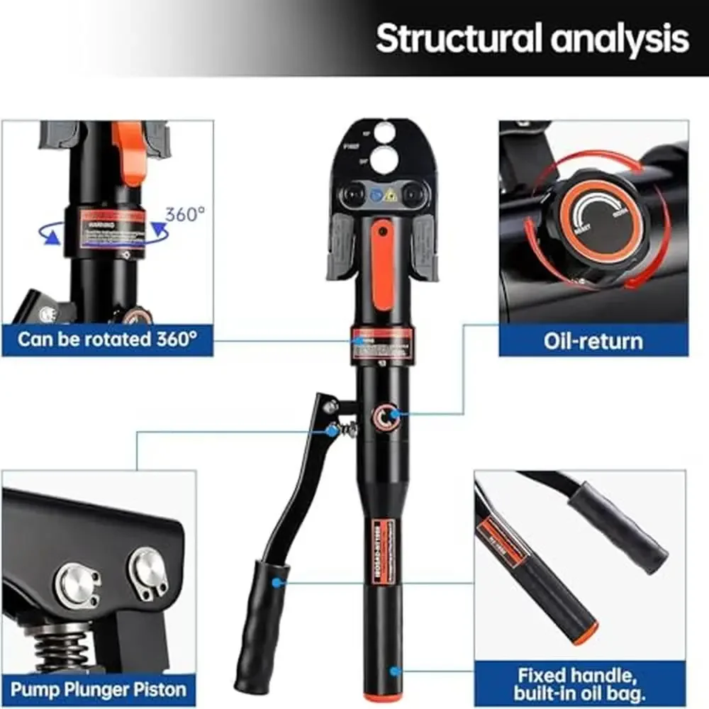 Strumento di crimpatura per raccordi per tubi idraulici Tubo in rame da 1/2", 3/4", 1" con manicotto F877 PEX Corpo in lega di alluminio 350 °   Testa girevole