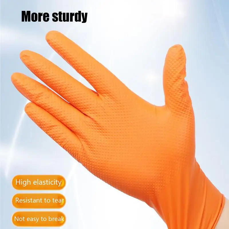 Arbeitshandschuhe Orange Heavy Duty Texture Nitrilhandschuhe 10x Reißfester, robuster, strukturierter Fäustling Sicherheitsschutz für