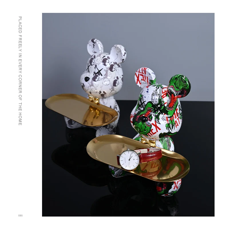 Bunte Bärenstatuen und Skulpturen Butler Figur Ornamente Innen Nordic Dekorative Zimmer Tischdekoration Harz Handwerk Geschenk – Detail 9